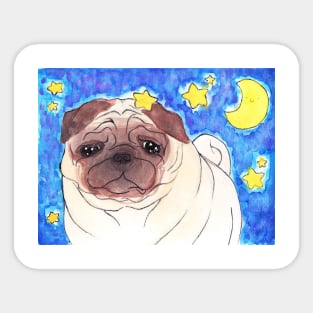 Wrinkly Pug Watercolor Sticker